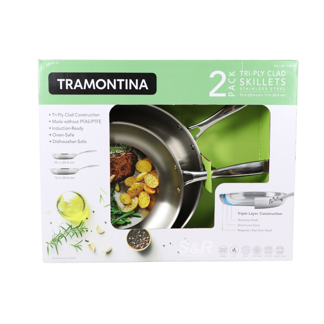 Tramontina Tri-ply Clad Skillets  2 pieces